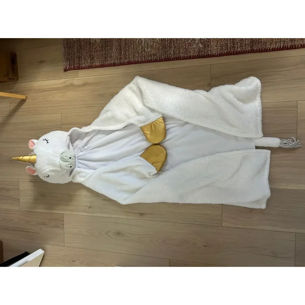 Pillow Fort Plush Unicorn Wearable Blanket with Gold Accents